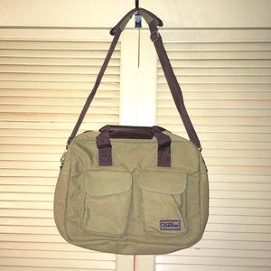 NEW Tan & Brown Canvas Laptop Messenger Bag